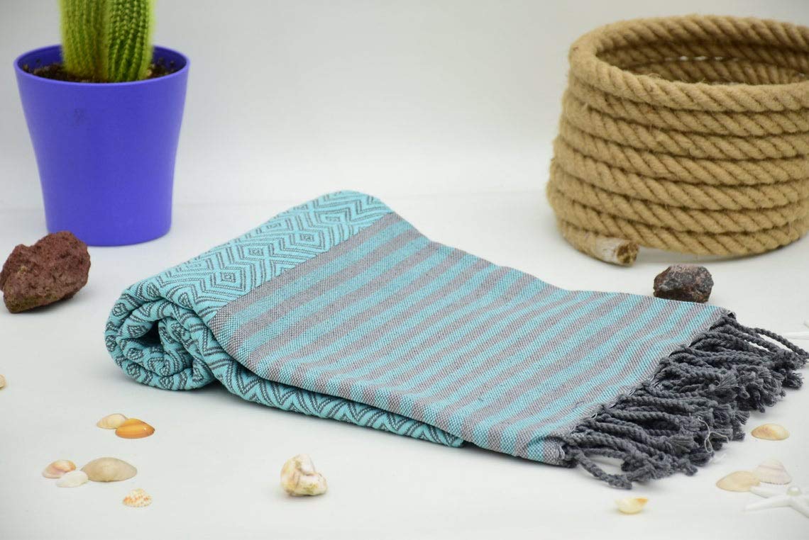 Quick Dry Bath Towels (TURQUOISE/GREY)