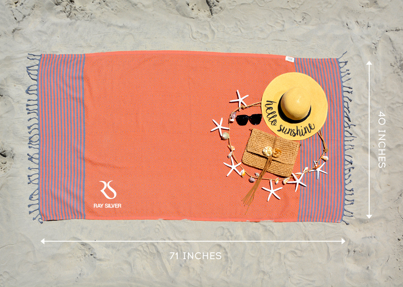 Microfiber Beach Towel (ORANGE/GREY)